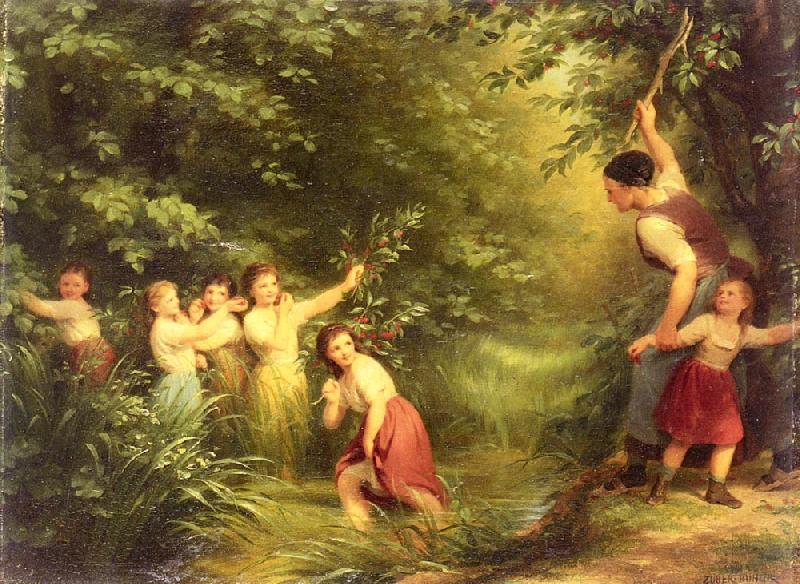 Fritz Zuber-Buhler The Cherry Thieves oil painting image